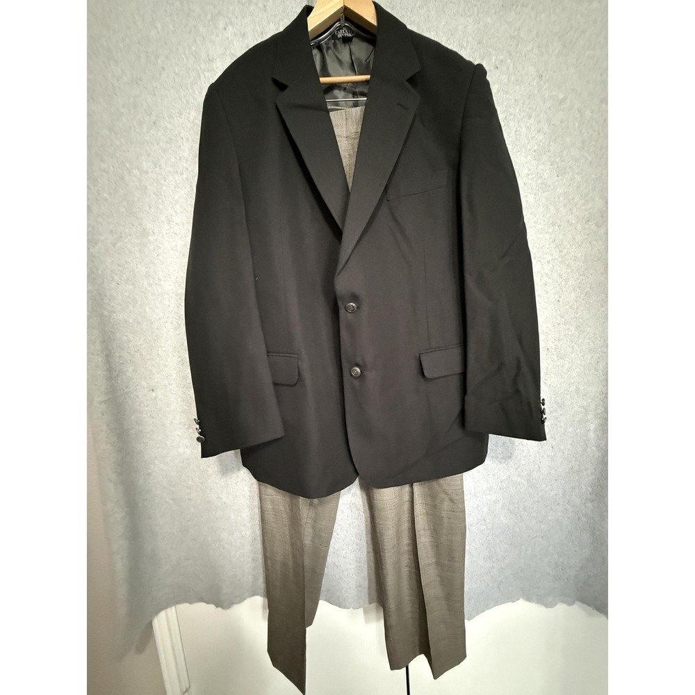 Haband Harold Powell‎ Suit Mens 48L 43x31 Black Check 2 Piece Jacket Pants